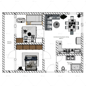 Single-Floor 2 Bedroom Layout